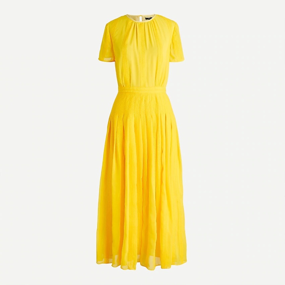 Brand new J.Crew yellow pleated chiffon dress, 6